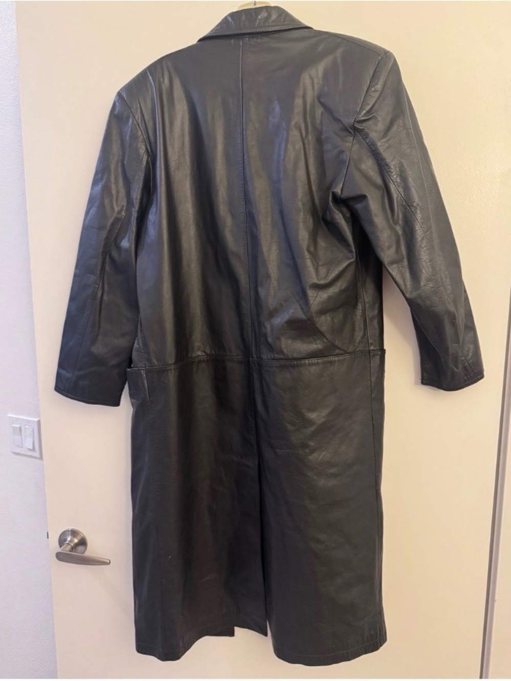 Vintage leather trench coat by G-III by Global Identity long black coat small - Picture 8 of 11